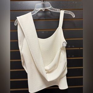 Bekke Ivory Asymmetrical Drape Top L NWT